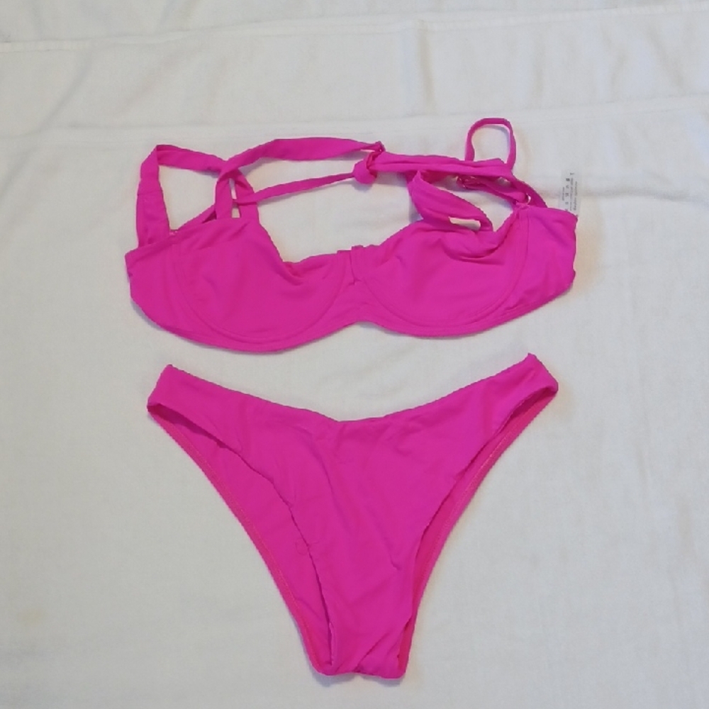 Cupshe Hot Pink Bikini Set Size Large